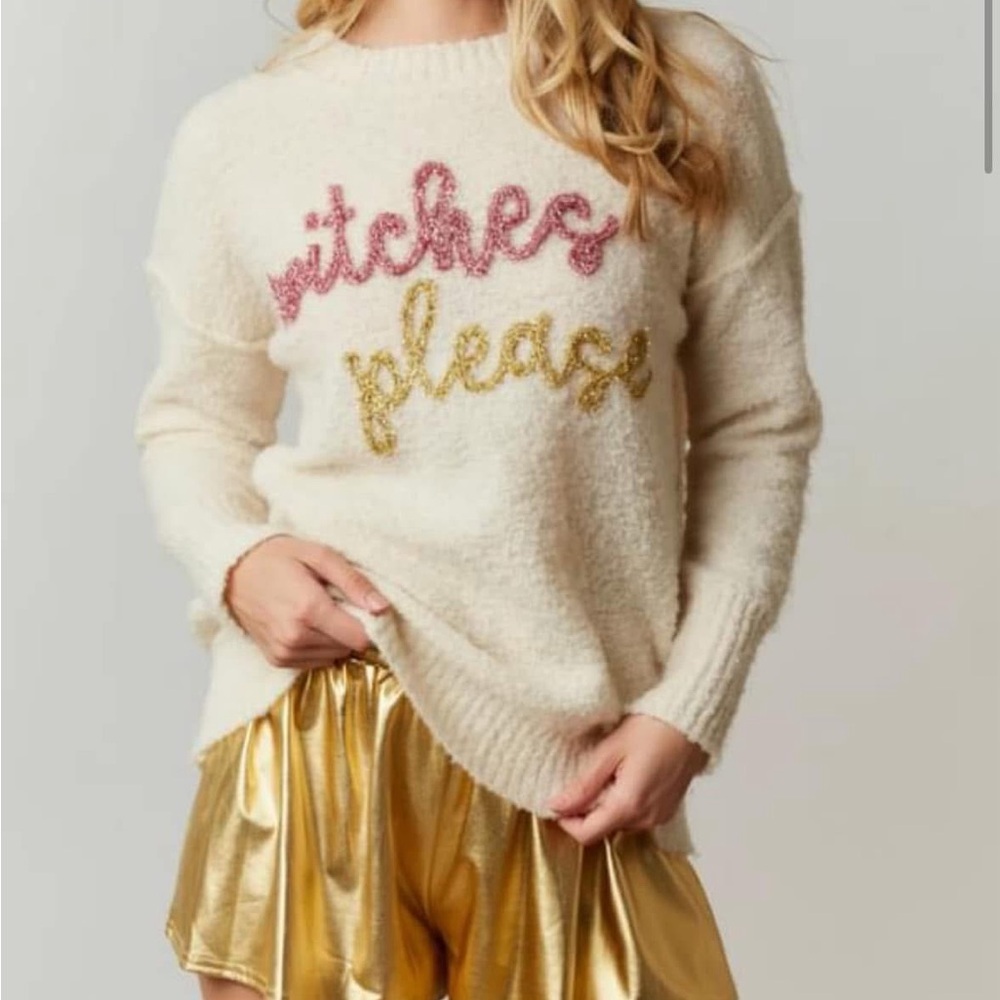 Witches Please Boucle Tinsel Sweater